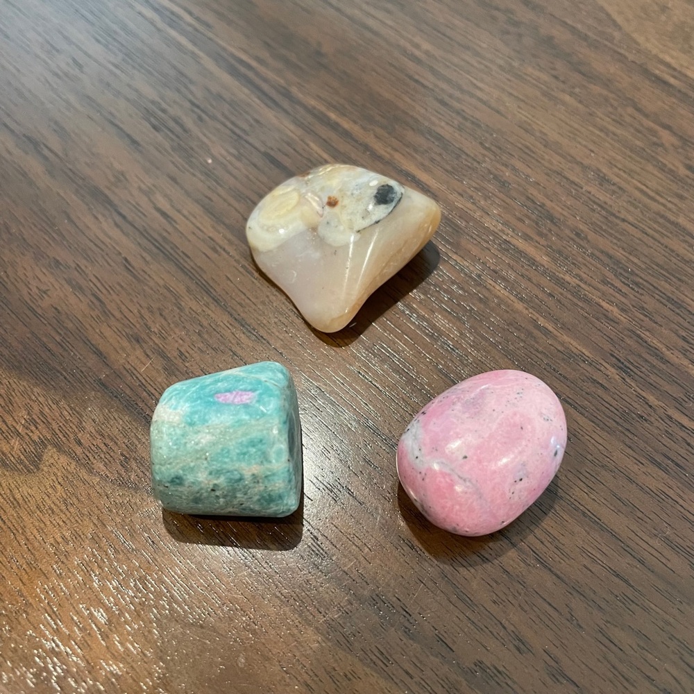 4th Heart Chakra Crystals - Rhodonite, Ruby Fuchsite & Pink Opal - Set of 3